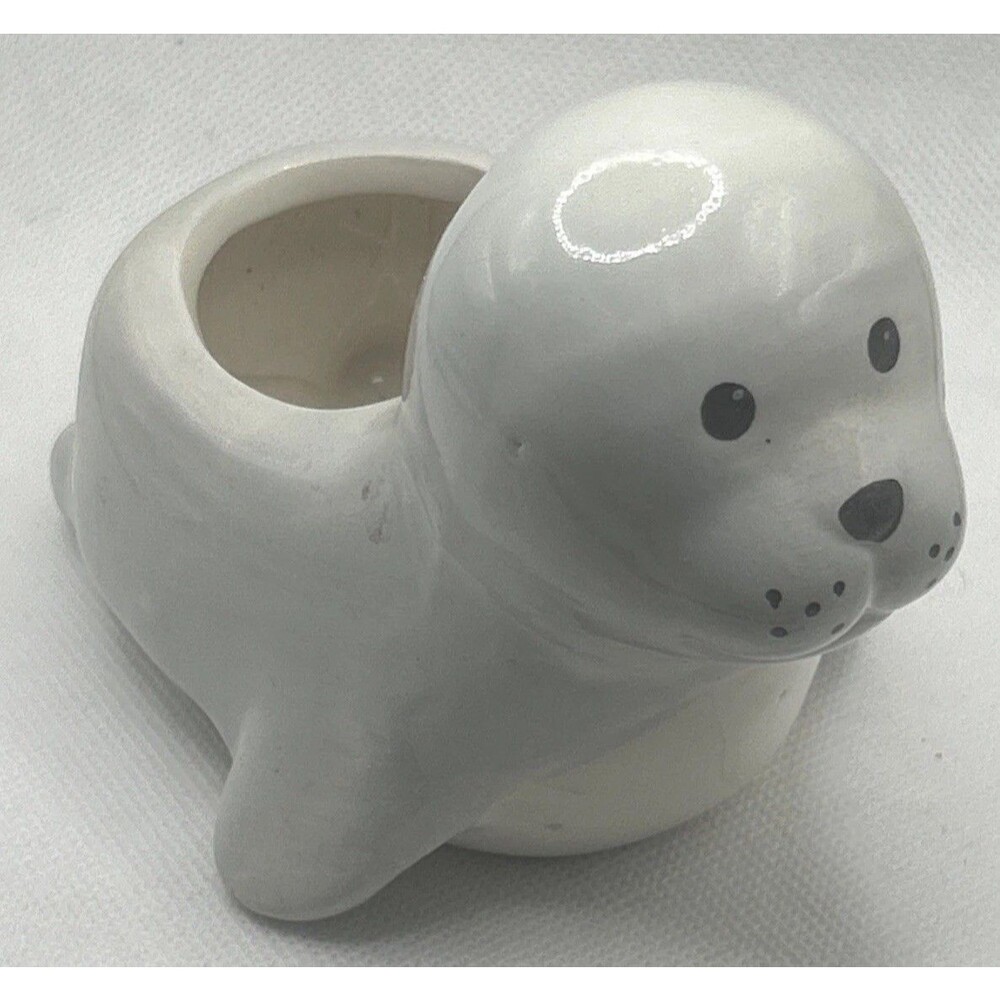 Baby Seal Planter Succulent Pot White Planter Teacher Gift Nursery Decoration 3”